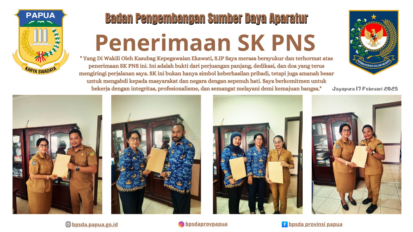 BPSDA Terima Surat Keputusan pegawai Negeri SIPIL (SK PNS)