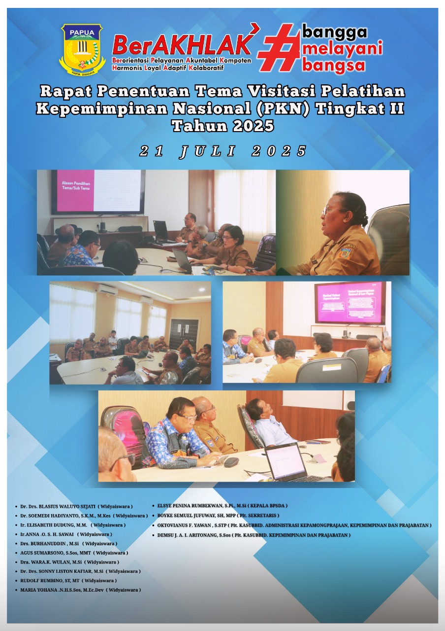 Rapat Penentuan Tema Visitasi Kepemimpinan Nasional PKN Tingkat II di BPSDA Provinsi Papua